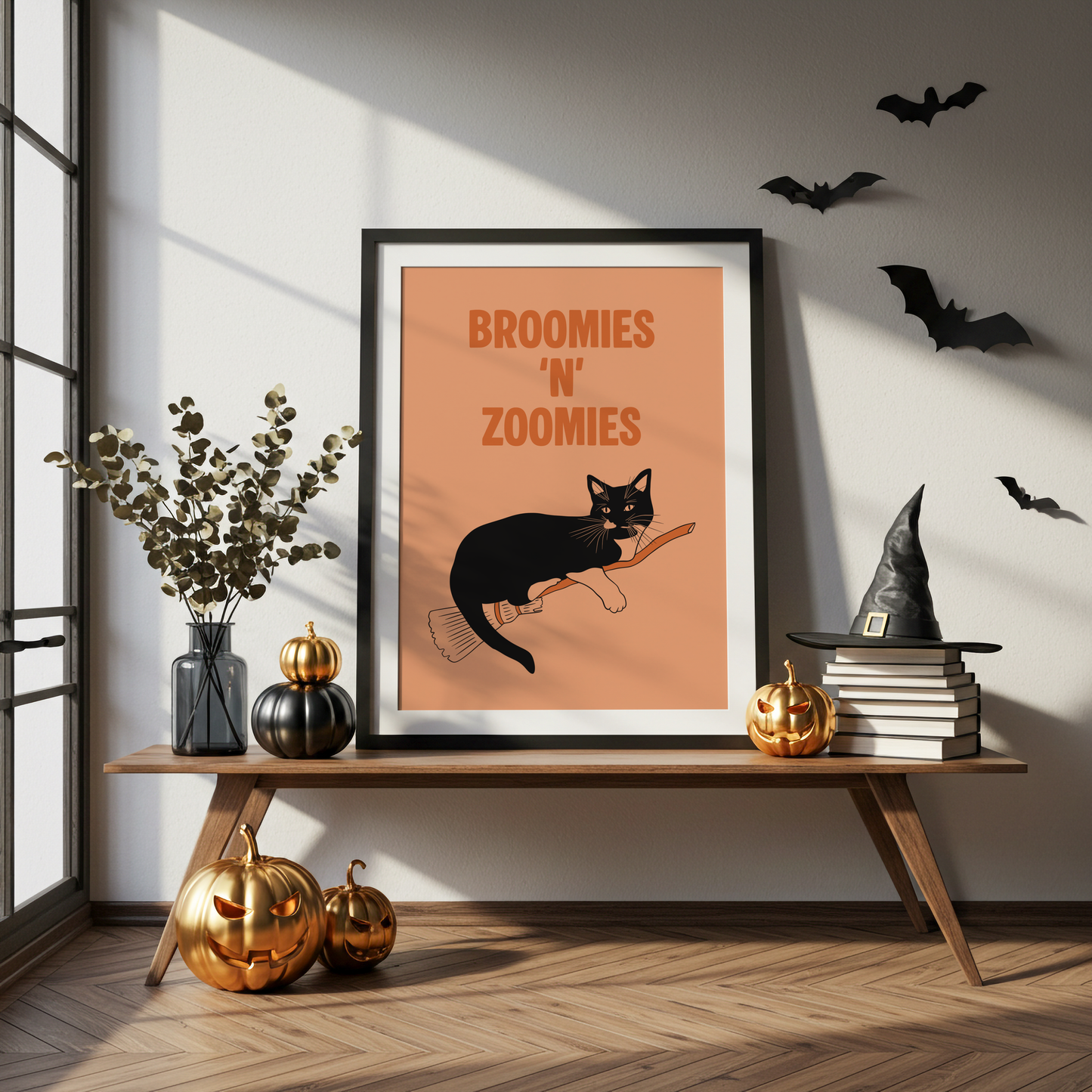 Broomies & Zoomies Halloween Cat Print