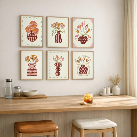 Set of 6 Flower Vase Print Bundle