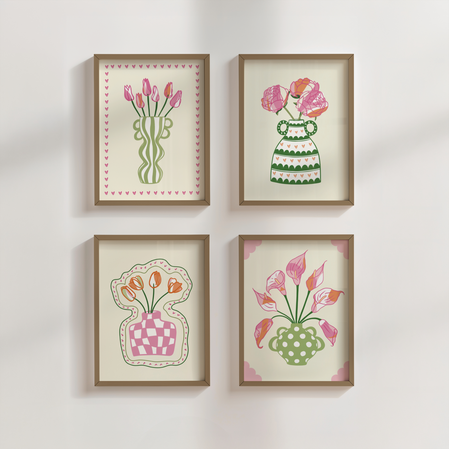 Set of 4 Flower Vase Print Bundle