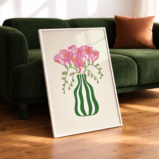 Freesias Vase Print