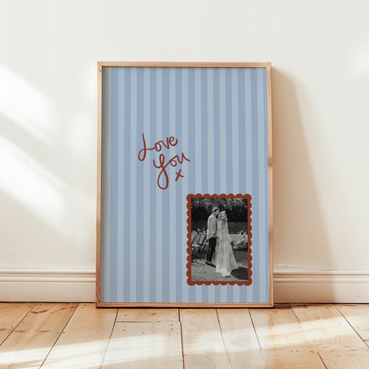 Custom Photo 'Love You' Striped Print