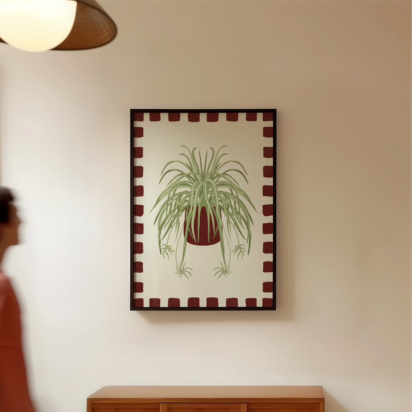 Spider Plant Checkered Border Print