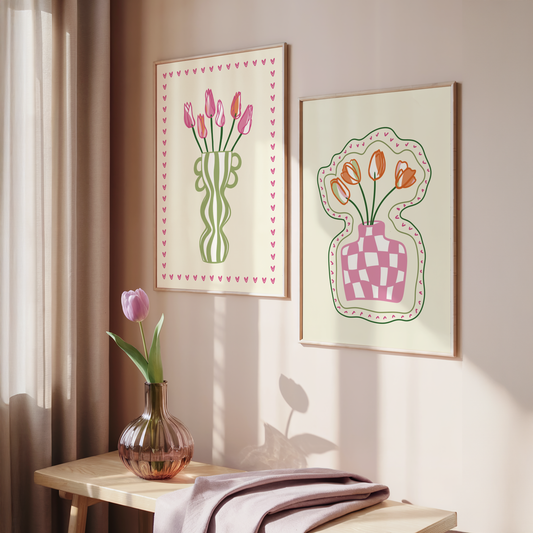 Set of 2 Flower Vase Print Bundle