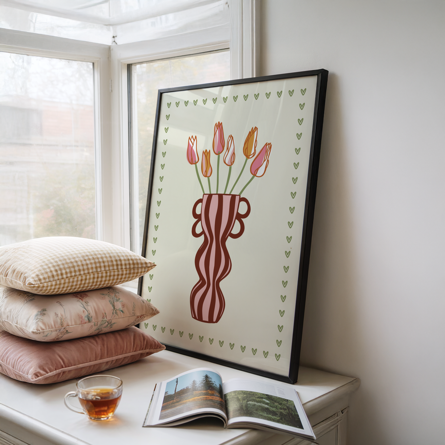 Striped Tulip Vase Print