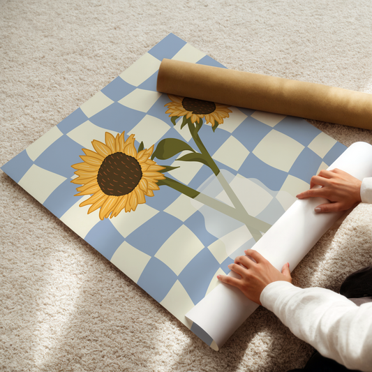 Sunflower Vase Print in Blue
