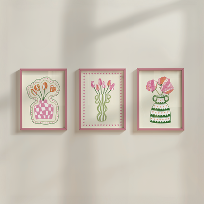 Set of 3 Flower Vase Print Bundle