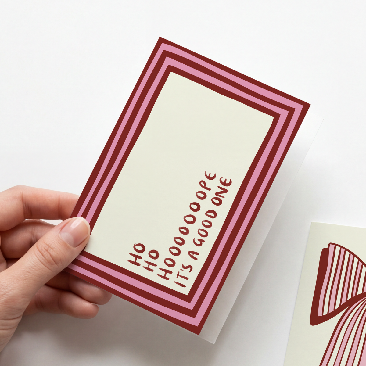 Red and Pink Striped Greetings Card