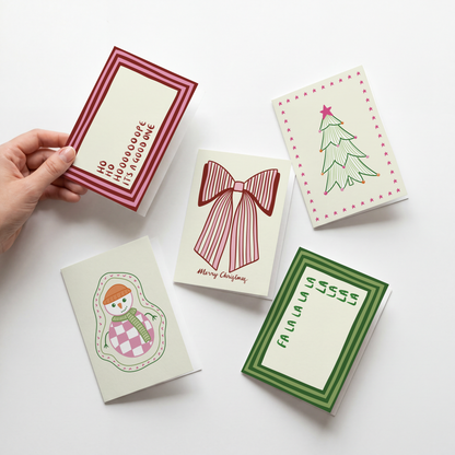 Set of 5 Christmas Cards (Blank inside & Envelope Included)