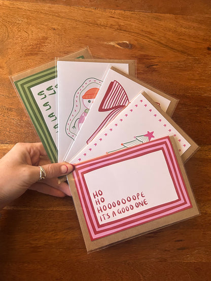 Set of 5 Christmas Cards (Blank inside & Envelope Included)