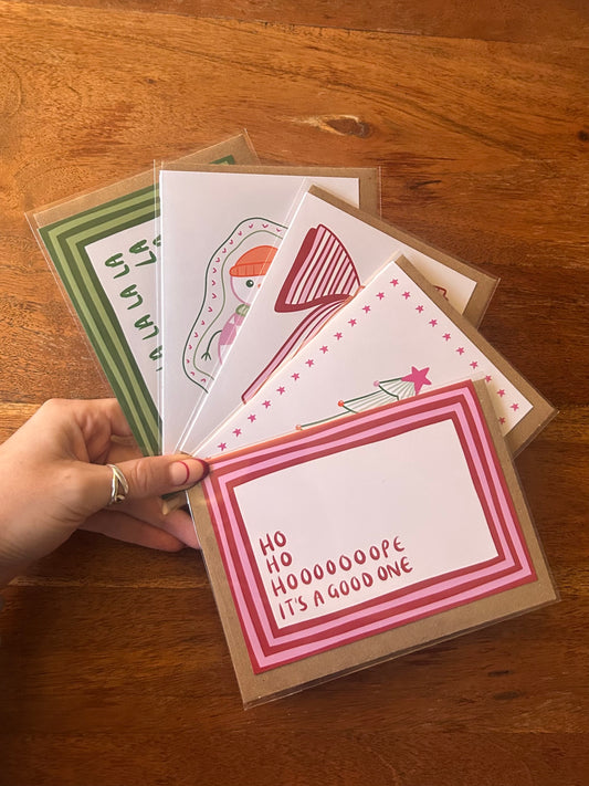 Set of 5 Christmas Cards (Blank inside & Envelope Included)