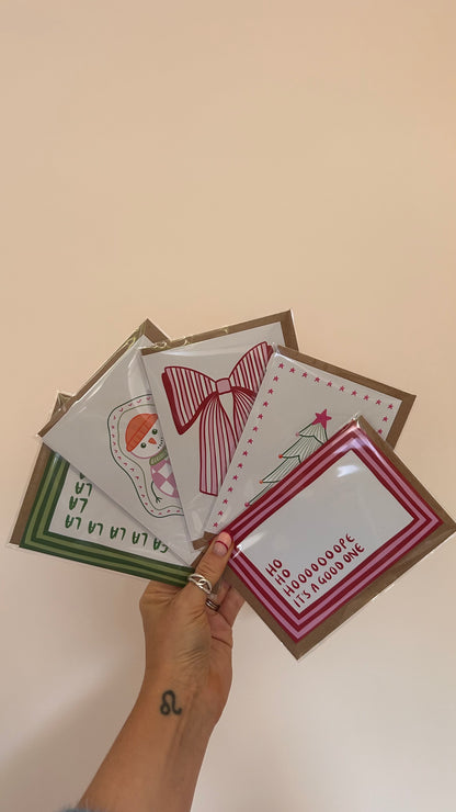 Set of 5 Christmas Cards (Blank inside & Envelope Included)