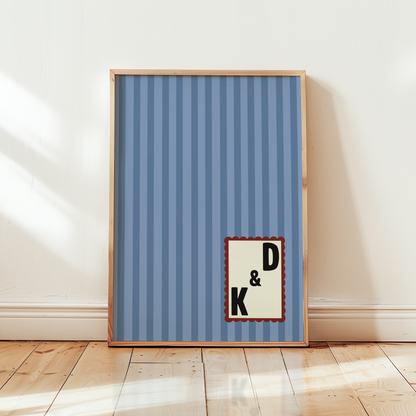 Custom Initials Striped Print