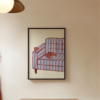 Book Lovers Striped Armchair and Book Print