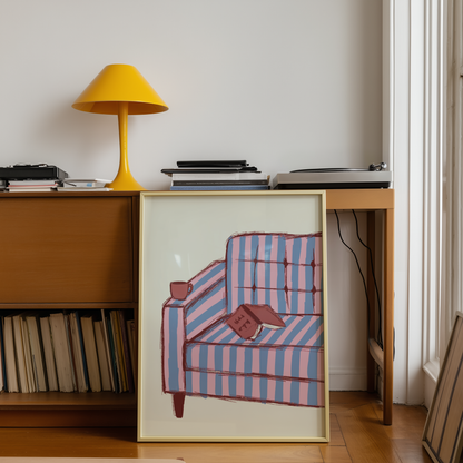 Book Lovers Striped Armchair and Book Print