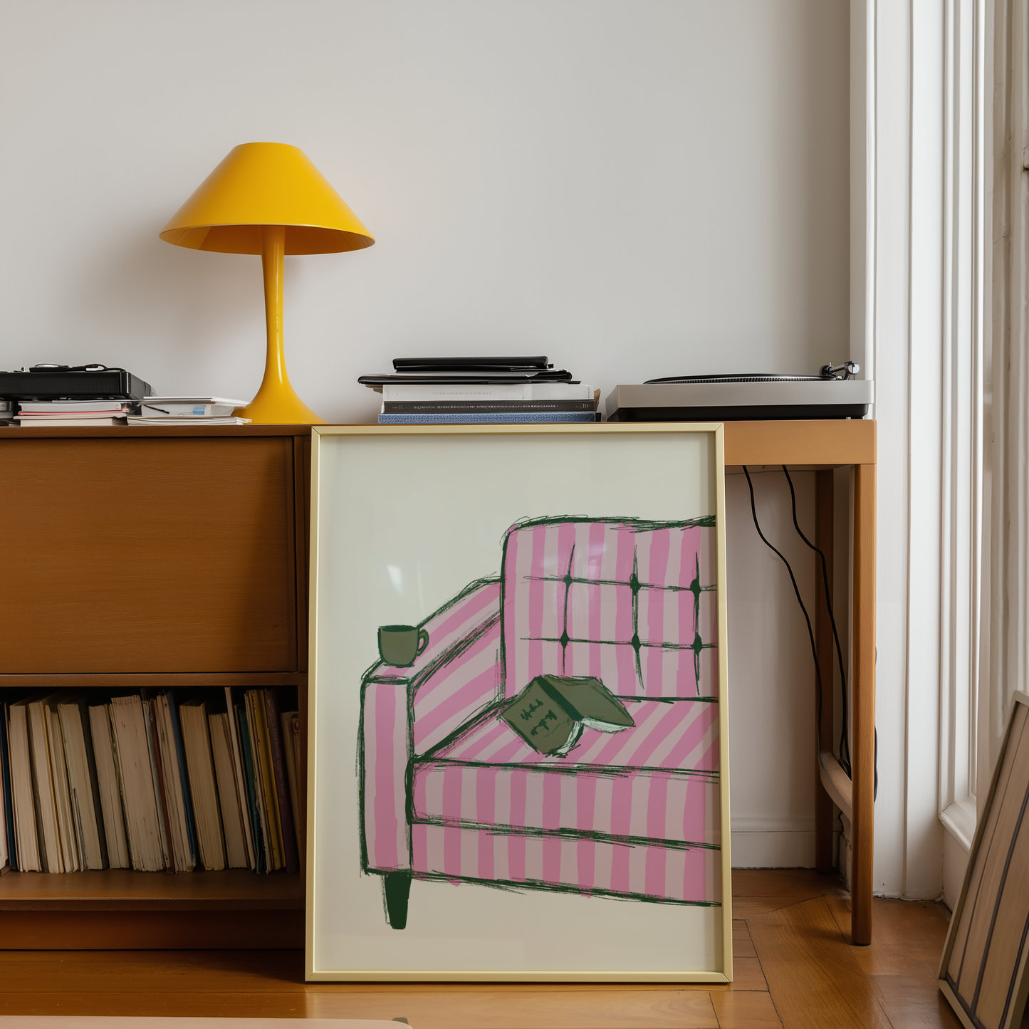 Book Lovers Striped Armchair and Book Print