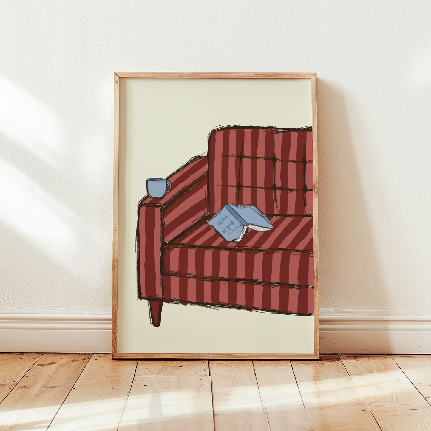Book Lovers Striped Armchair and Book Print
