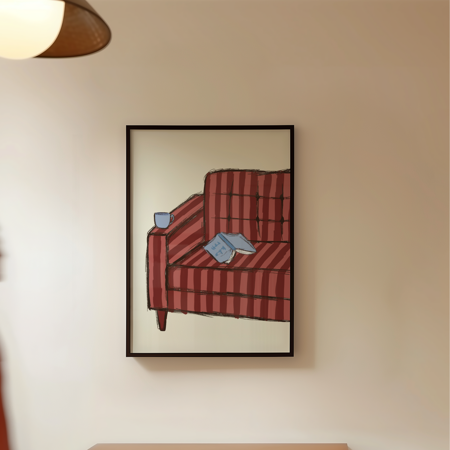 Book Lovers Striped Armchair and Book Print