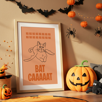 Bat Cat Halloween Print