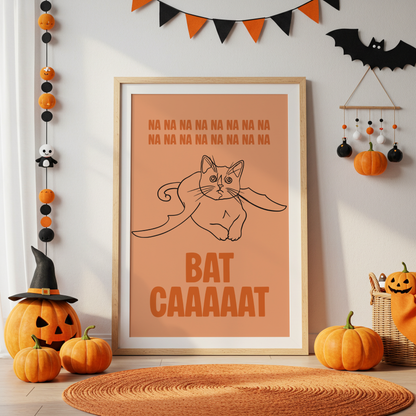 Bat Cat Halloween Print