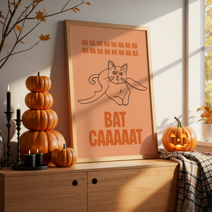 Bat Cat Halloween Print