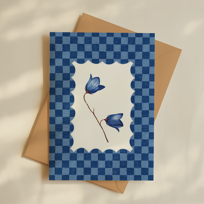 Bluebell Checkered Greetings Card