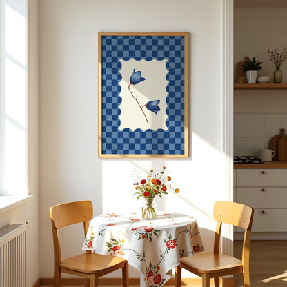 Bluebell Flower Checkered Print