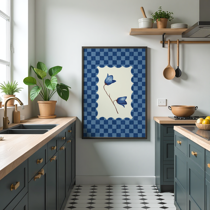 Bluebell Flower Checkered Print
