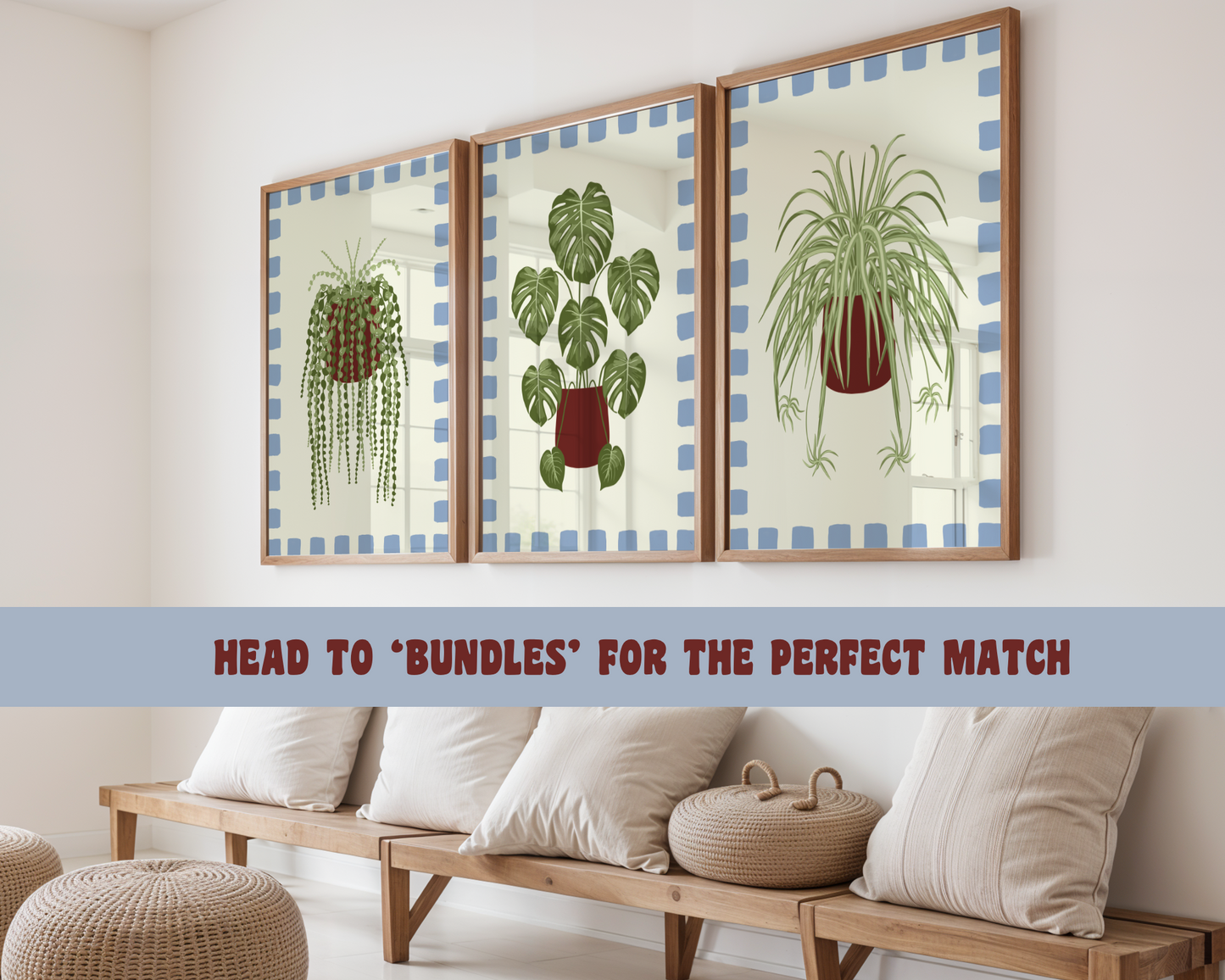 Spider Plant Checkered Border Print