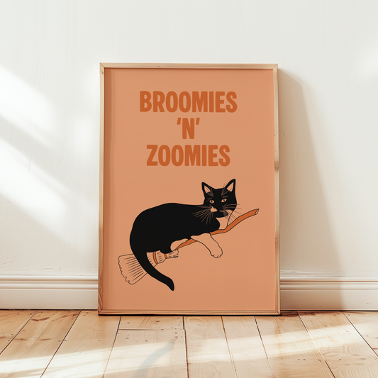 Broomies & Zoomies Halloween Cat Print