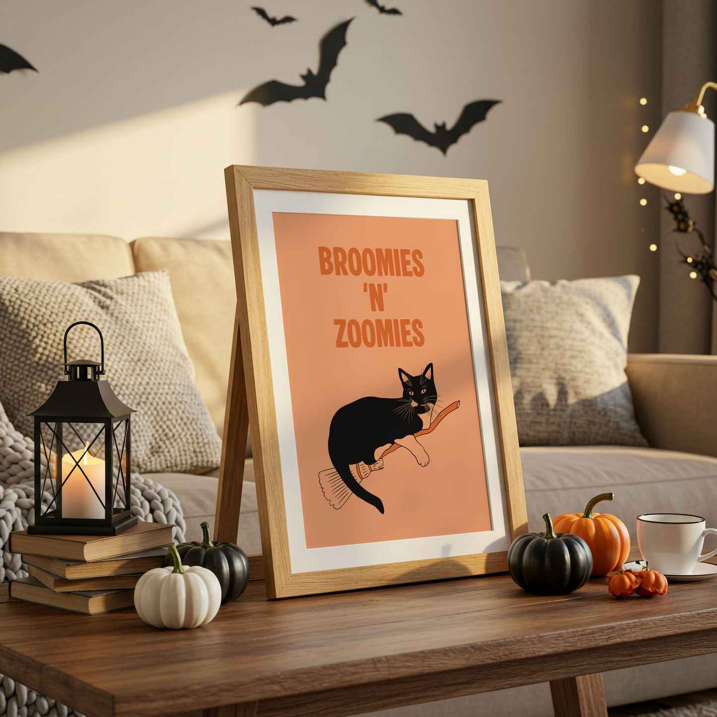 Broomies & Zoomies Halloween Cat Print