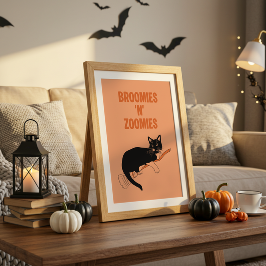 Broomies & Zoomies Halloween Cat Print