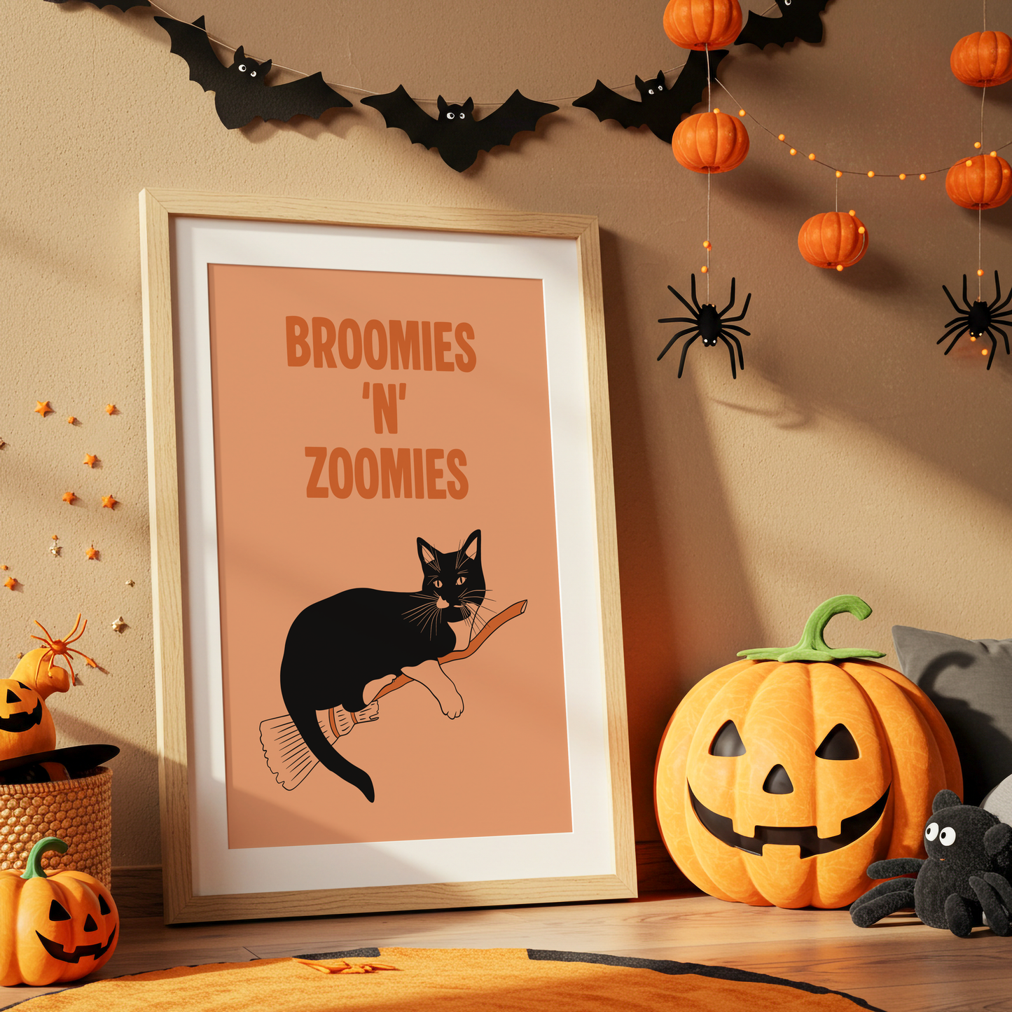 Broomies & Zoomies Halloween Cat Print