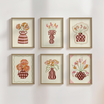 Set of 6 Flower Vase Print Bundle