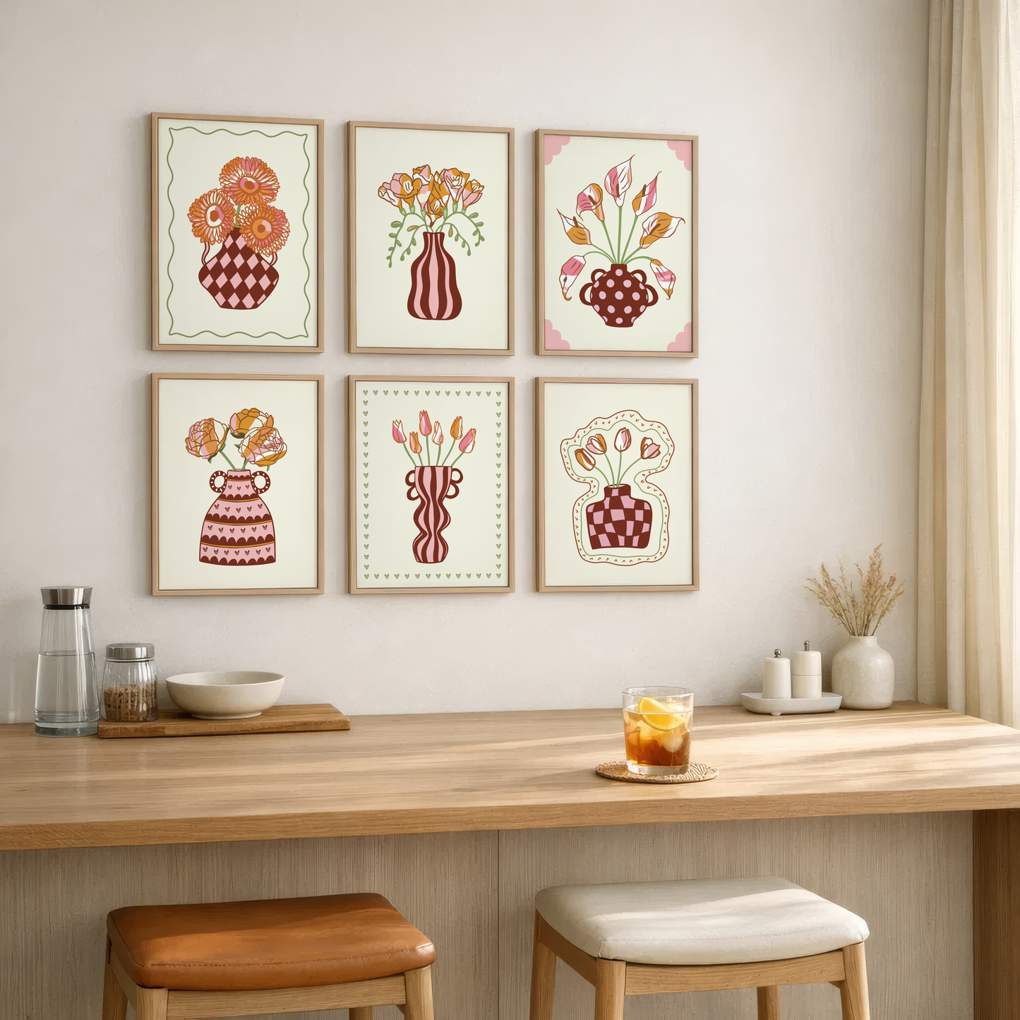 Set of 6 Flower Vase Print Bundle