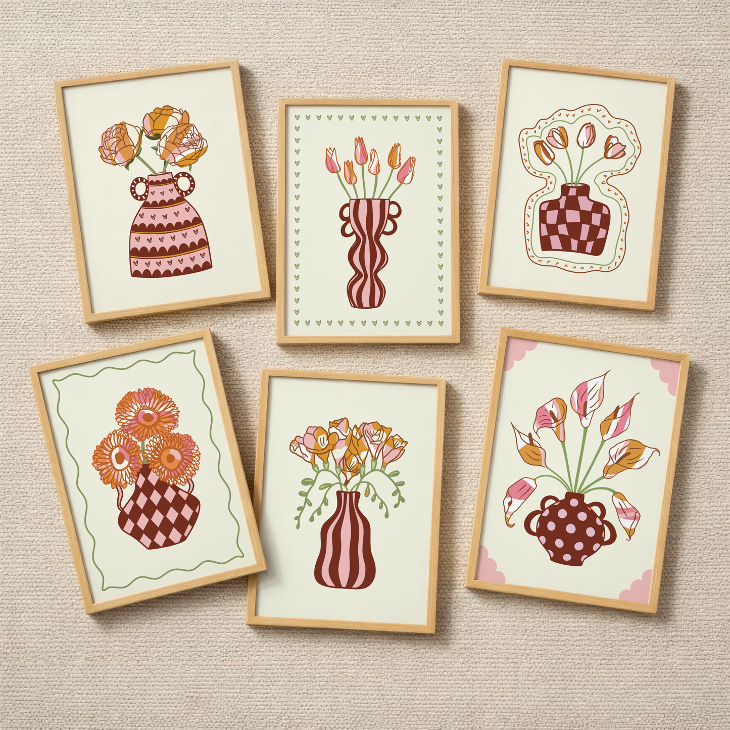 Set of 6 Flower Vase Print Bundle