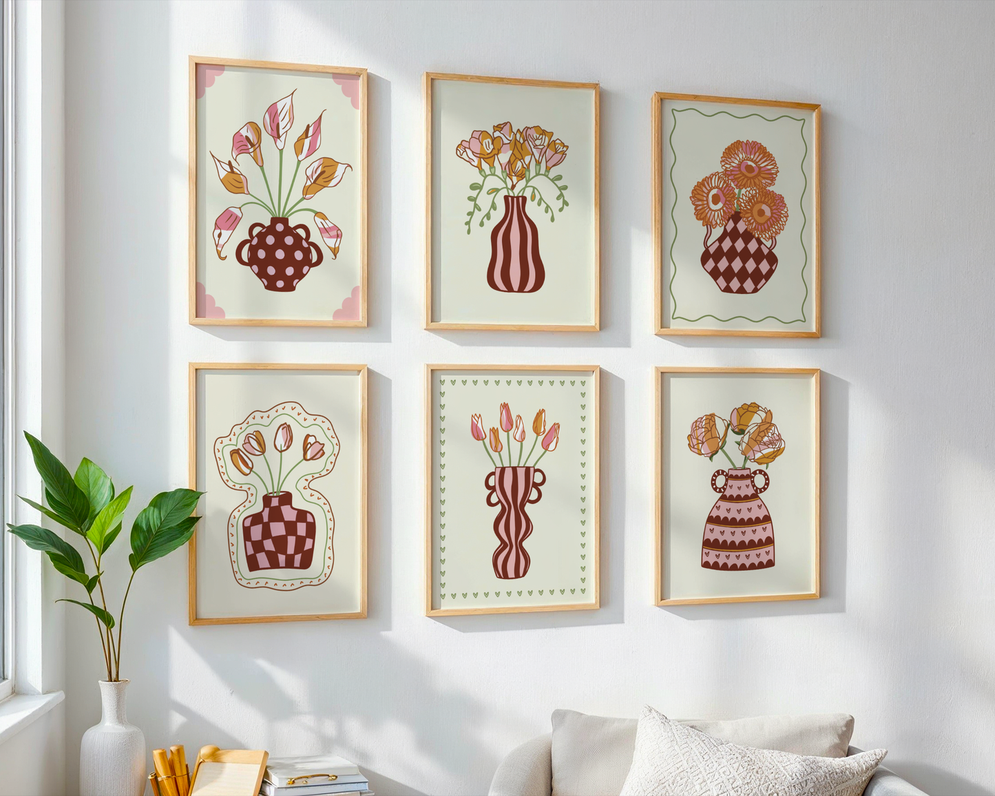 Set of 6 Flower Vase Print Bundle