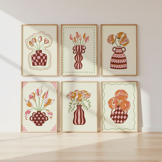 Set of 6 Flower Vase Print Bundle