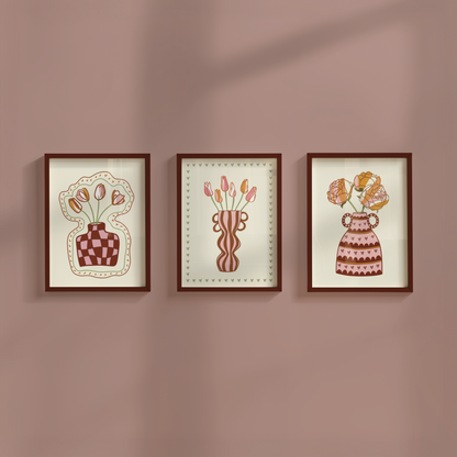 Set of 3 Flower Vase Print Bundle