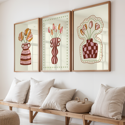 Set of 3 Flower Vase Print Bundle