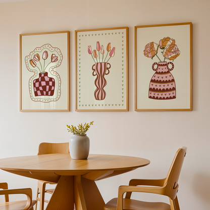 Set of 3 Flower Vase Print Bundle