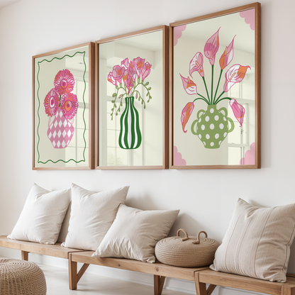 Set of 3 Flower Vase Print Bundle