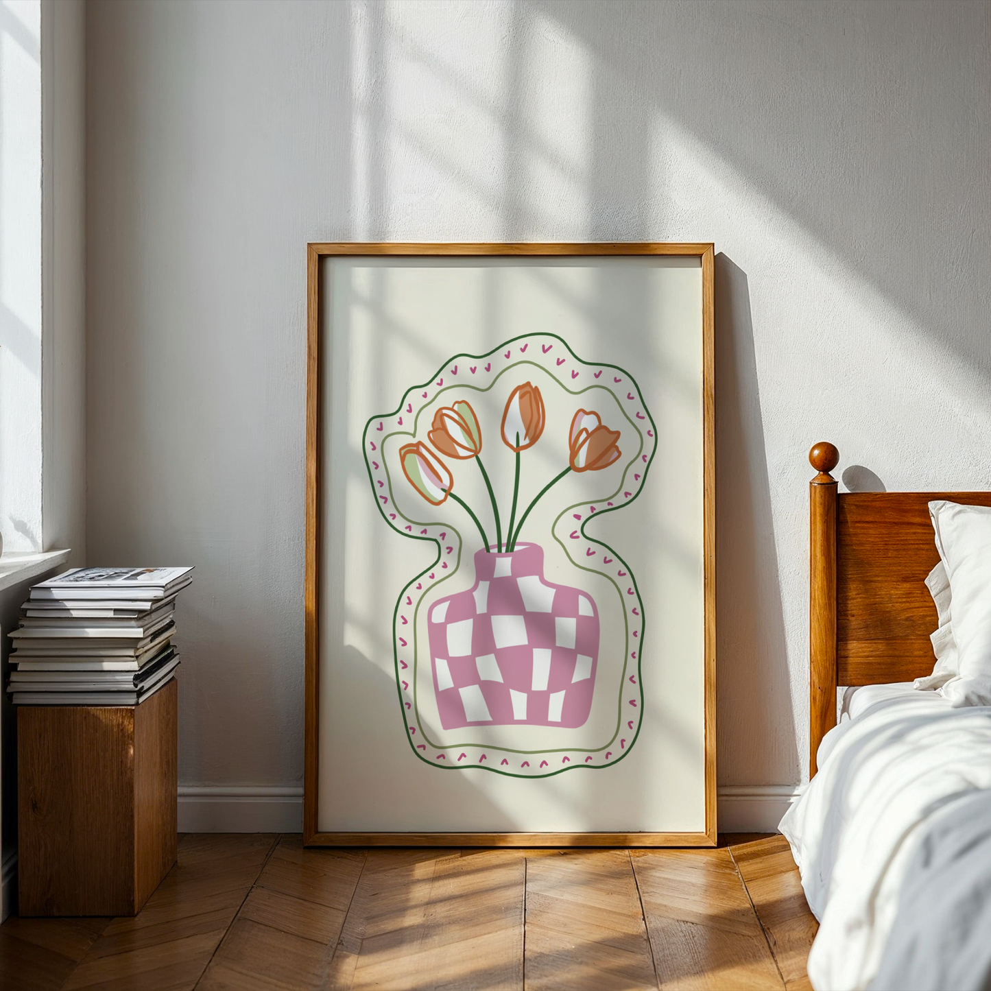 Checkered Tulip Vase Print