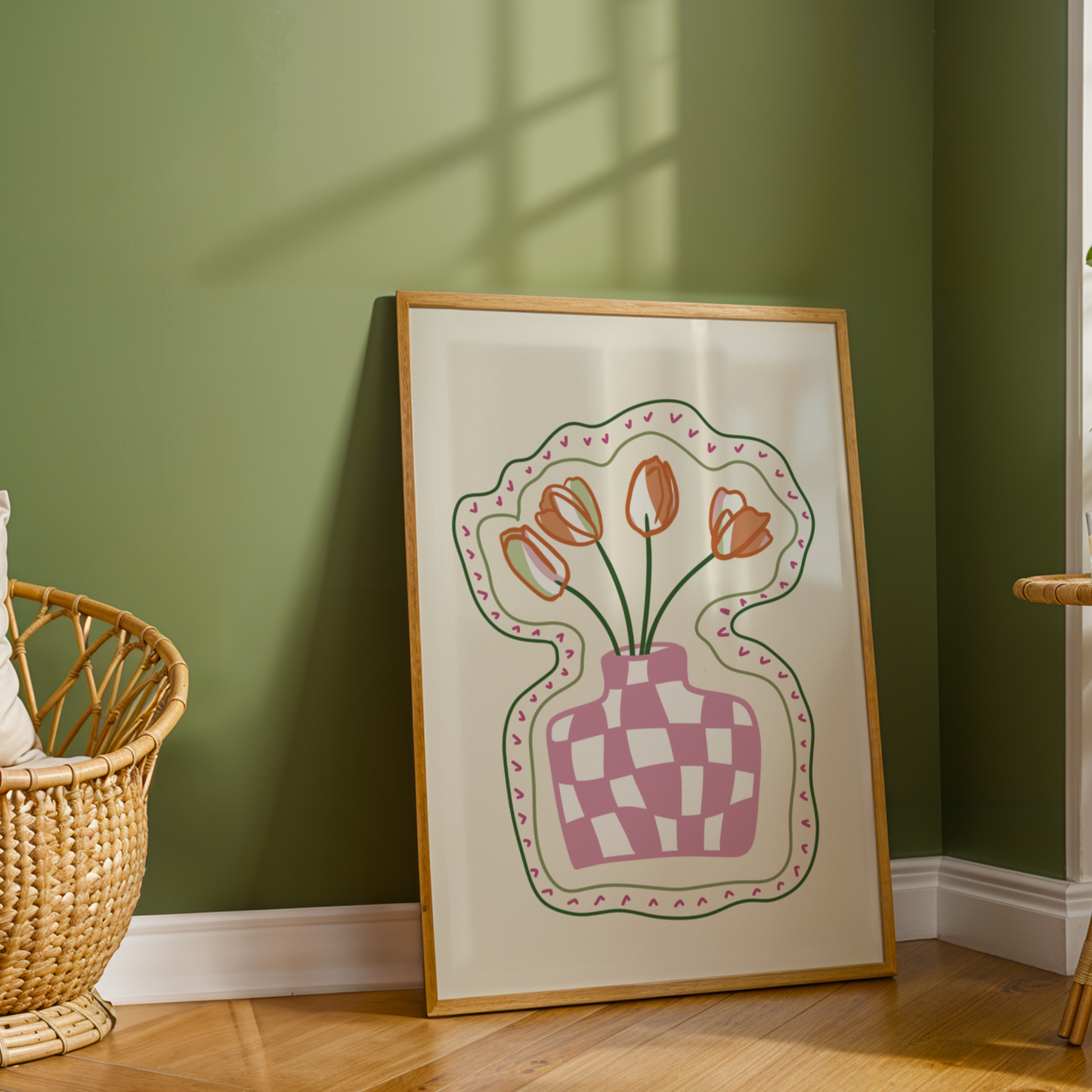 Checkered Tulip Vase Print