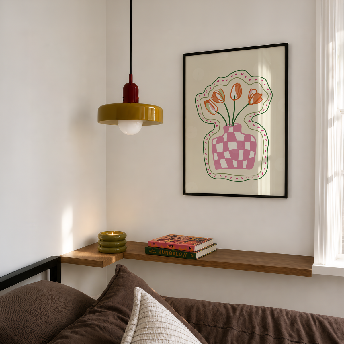 Checkered Tulip Vase Print