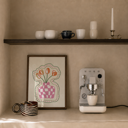Checkered Tulip Vase Print