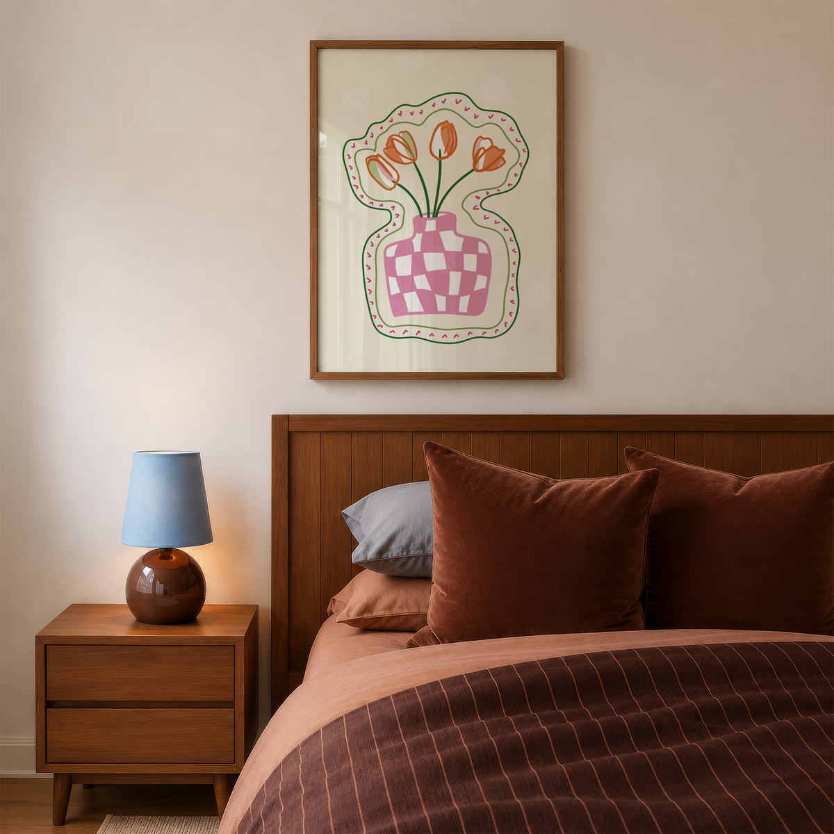 Checkered Tulip Vase Print