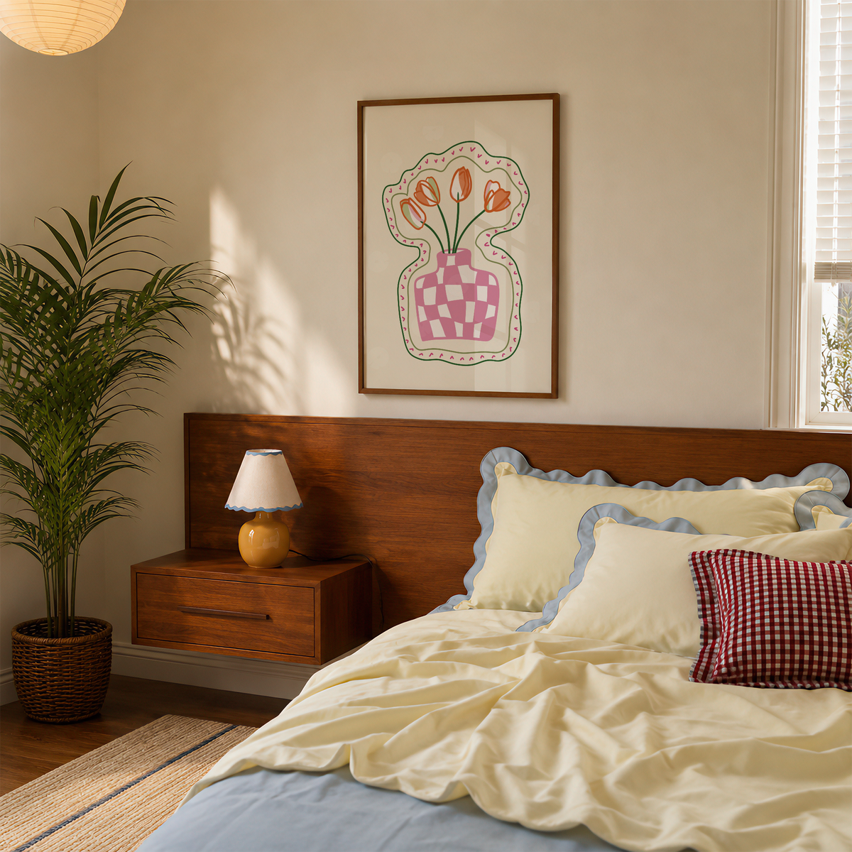 Checkered Tulip Vase Print