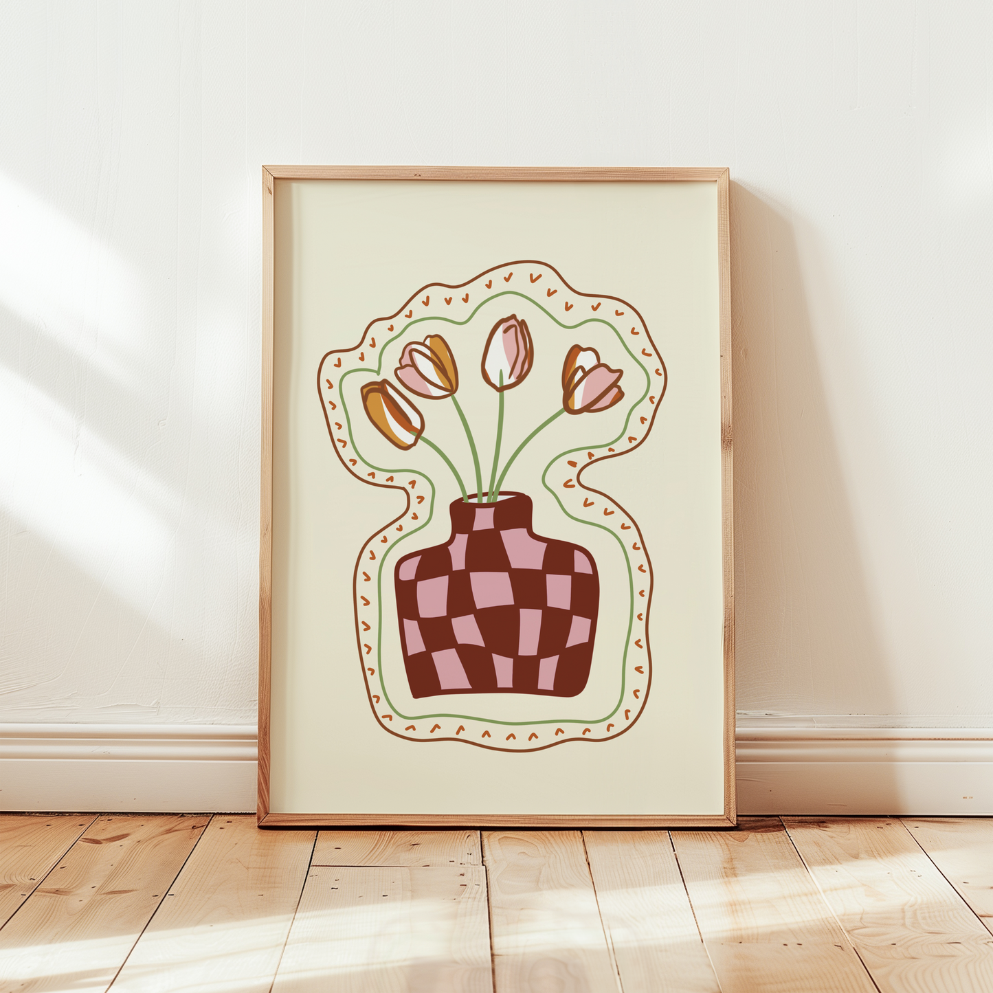 Checkered Tulip Vase Print
