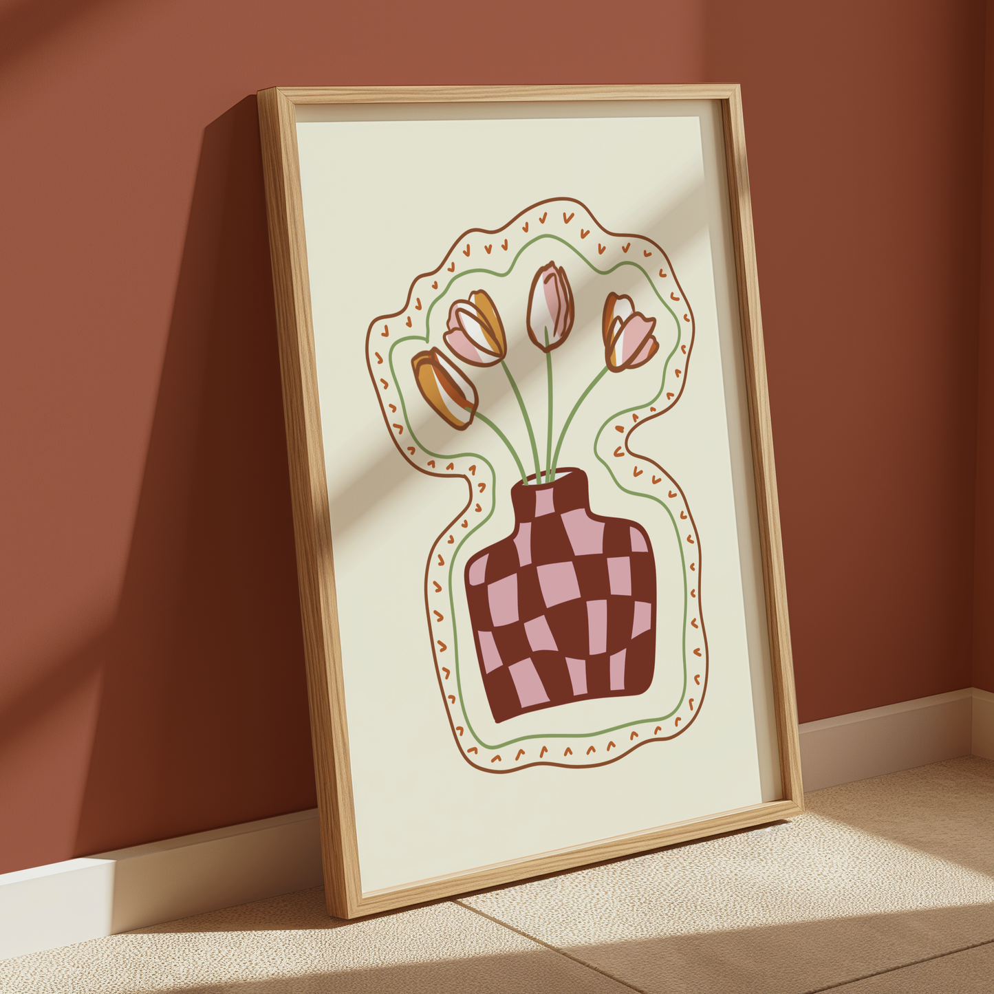 Checkered Tulip Vase Print