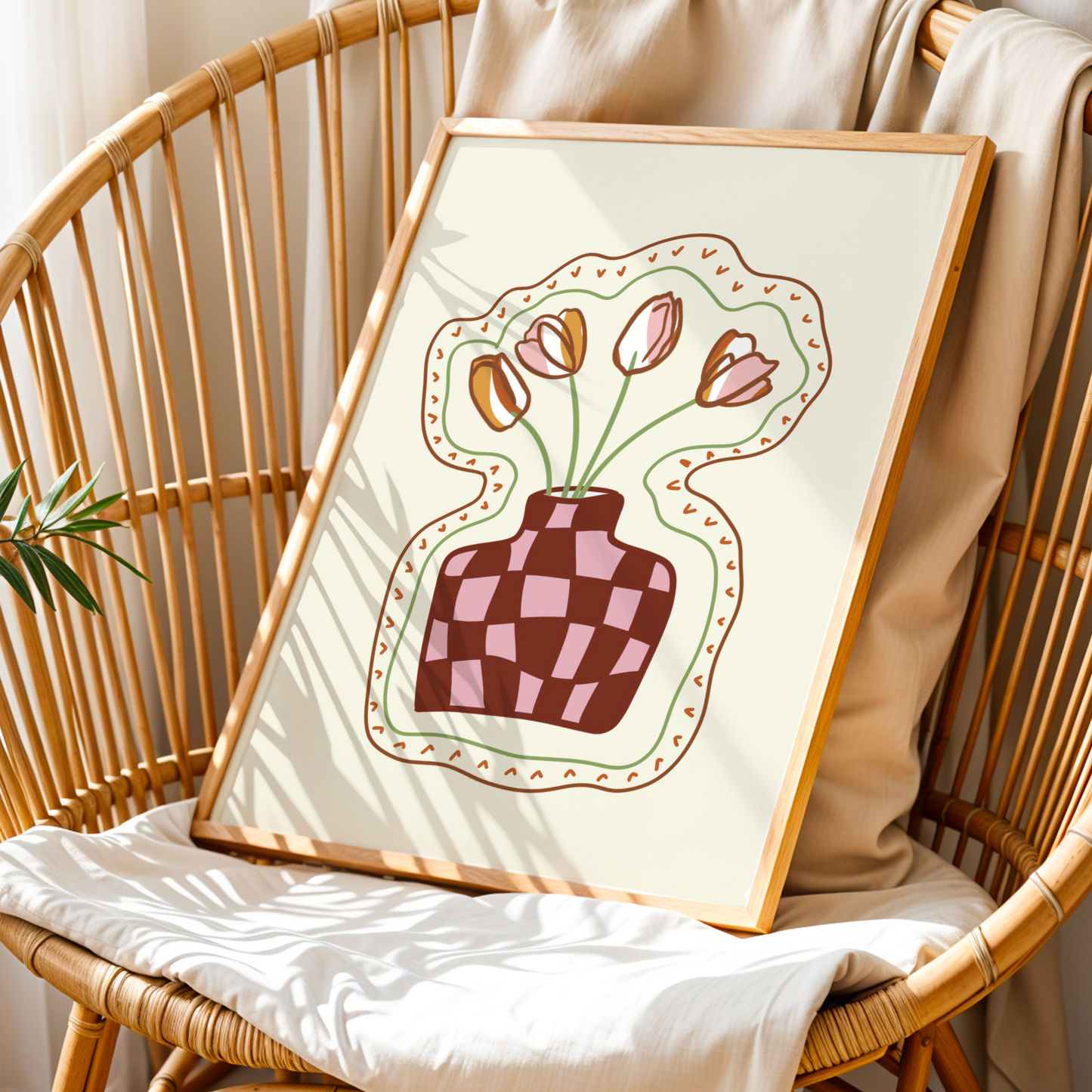 Checkered Tulip Vase Print